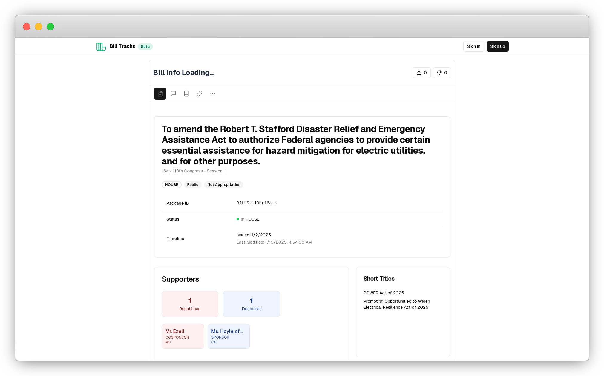 BillTracks Chatbot